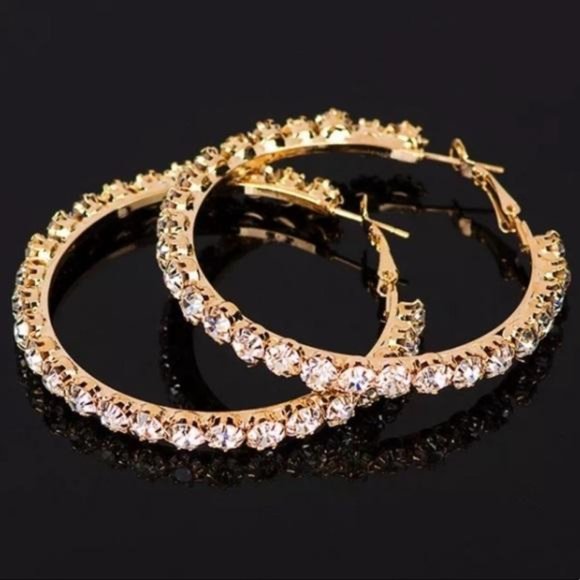 NEW 18K Gold Diamond Round Hoop Earrings, beautiful Earrings, cute Earrings